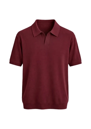FRANZESE COLLECTION ribbed V-neck cotton polo shirt - Red
