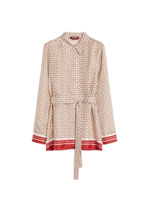 Max Mara geometric-print belt-detail silk shirt - Neutrals