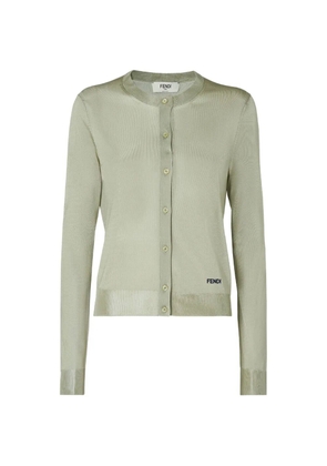 FENDI logo-embroidery cardigan - Green