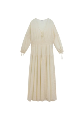 ASPESI tiered shirred midi dress - Neutrals