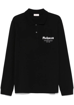 Alexander McQueen embroidered-logo polo shirt - Black