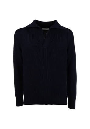 PAOLO RAGAZZINI polo-collar ribbed-knit sweater - Blue
