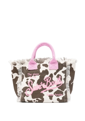 MC2 Saint Barth Colette cow-print frayed tote bag - Neutrals