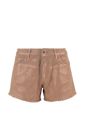 DON'T @ ME Iridescent frayed denim shorts - Brown