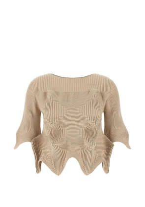Issey Miyake boat-neck sweater - Neutrals