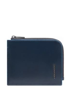 PIQUADRO zipped leather card holder - Blue
