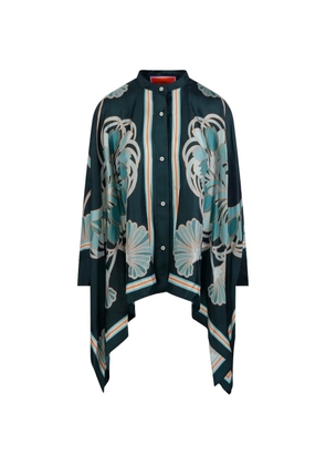 La DoubleJ floral-print asymmetric shirt - Blue