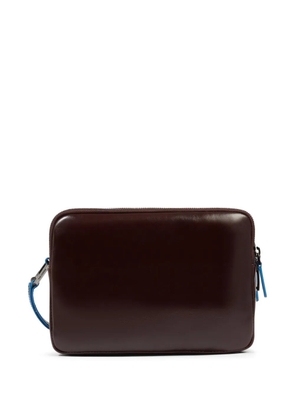 PIQUADRO fingerprint security leather clutch bag - Brown
