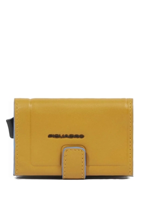 PIQUADRO leather pop-up card holder - Yellow