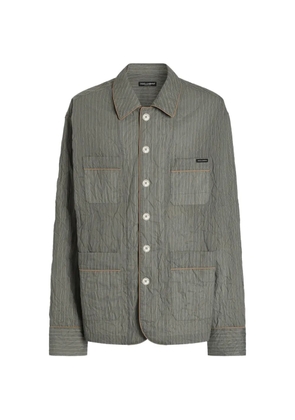 Dolce & Gabbana crinkled striped linen-blend vanity shirt - Green