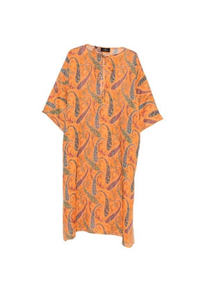 ETRO paisley-pattern tie-neck midi dress - Orange