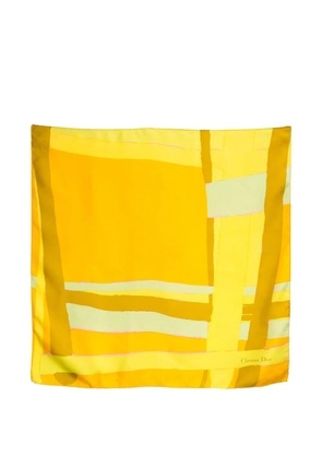 Christian Dior Pre-Owned 1980s logo-detail abstract-pattern silk scarf - Yellow