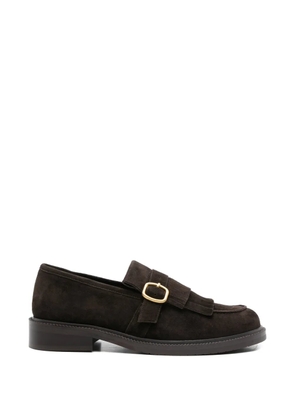 ADRIANNA FERETTI fringed-detail suede loafers - Brown