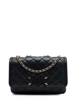 CHANEL Pre-Owned 2017-2018 Small Quilted Caviar CC Filigree Flap crossbody bag - Black