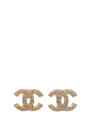 CHANEL Pre-Owned 2016 Gold Plated Rhinestones CC Push Back Earrings costume earrings