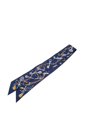 Hermès Pre-Owned 2000-2026 Les Cles a Pois Silk Twilly Scarf scarves - Blue