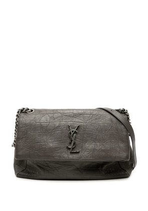 Saint Laurent Pre-Owned 2019 Medium Croc Embossed Calfskin Monogram West Hollywood crossbody bag - Grey