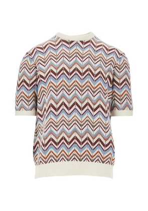 gallia chevron short-sleeve jumper - Neutrals