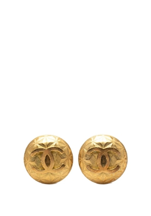 CHANEL Pre-Owned 1995 CC Gold Plated Round Clip On Earrings costume earrings