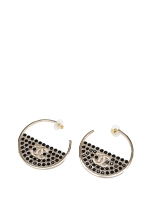 CHANEL Pre-Owned 2023 CC Gold Plated Strass Hoop Push Back Earrings costume earrings