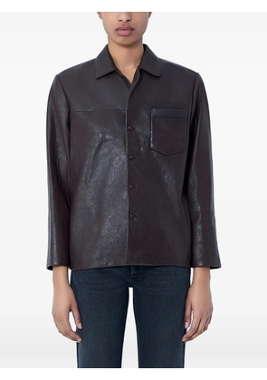 Saint Laurent textured button-down leather jacket - Brown