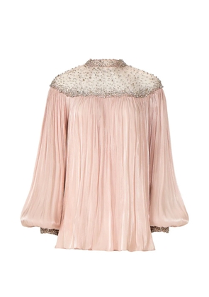 Costarellos Timea crystal-embellished balloon-sleeve blouse - Pink