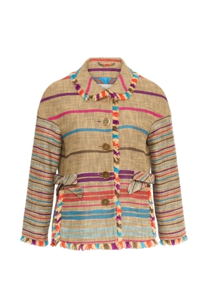 MAISON COMMON striped fringed jacket - Neutrals