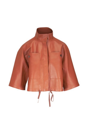 Lafayette 148 cropped leather overshirt - Brown