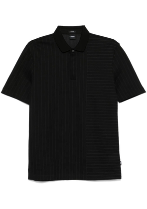 BOSS mixed-stripes polo shirt - Black