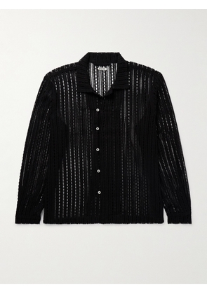 BODE - Meandering Camp-Collar Cotton-Lace Shirt - Men - Black - S