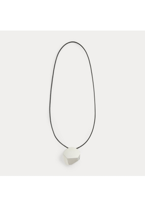 Silver-Tone Geometric Leather Necklace