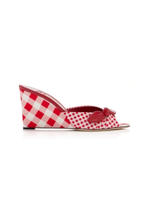 Jimmy Choo Livi Gingham Canvas Wedge Sandals - Moda Operandi