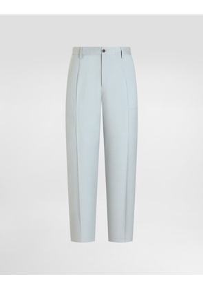 Dolce & Gabbana Shantung Viscose Trousers - Man Pants And Shorts Light Blue 56