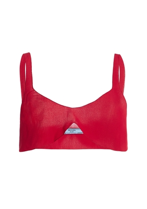 Prada Silk Crepe de Chine Cropped Top - Moda Operandi