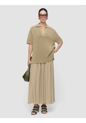 Rian Open Cotton Knit Polo Top - L