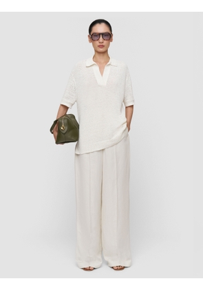 Rian Open Cotton Knit Polo Top - L