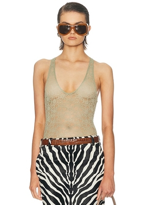 Ronny Kobo Luchy Bodysuit in Tea - Sage. Size L (also in M, S, XS).