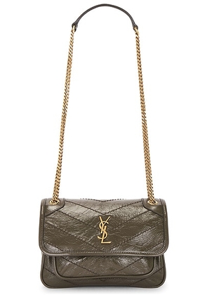 Saint Laurent Mini Niki Chain Bag in Light Musk - Army. Size all.