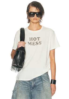R13 Hot Mess Boy Tee in Off White - White. Size L (also in M, S, XS).