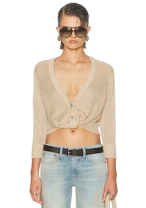 R13 3/4 Sleeve Twisted Front Cardigan in Light Khaki - Beige. Size M (also in ).