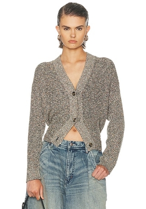 R13 Split Hem Ribbed Cardigan in Grey Multi - Grey. Size L (also in M, S, XS).