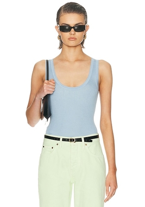 RENGGLI Scoop Neck Rib Tank Top in Azure - Baby Blue. Size L (also in M, S, XL, XS).