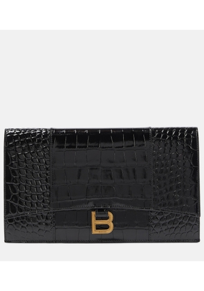 Balenciaga Hourglass Small croc-effect leather clutch