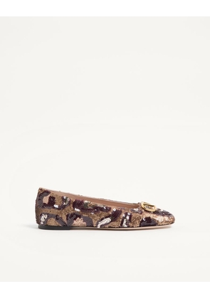 Valentino Garavani Vlogo Signature Ballerinas With Animalier Embroidery Woman BROWN/MULTICOLOUR 35