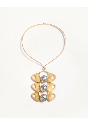 Valentino Garavani Pages Necklace In Metal And Crystals Woman GOLD/CRYSTAL UNI