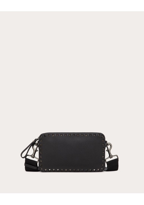 Valentino Garavani Rockstud Grainy Calfskin Crossbody Bag Man BLACK UNI