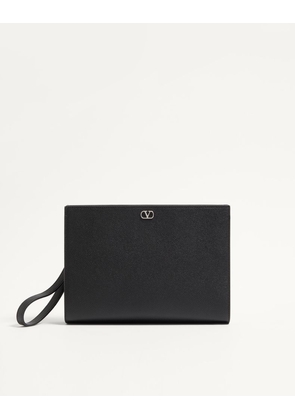 Valentino Garavani Valentino Garavani Vlogo Signature Grainy Calfskin Pouch Man BLACK UNI