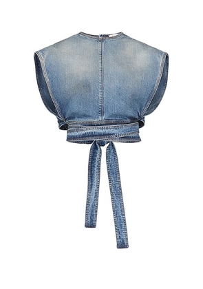 ALAÏA ALAΪA Belted Top in Faded Blue - Blue. Size 34 (also in 38, 40).