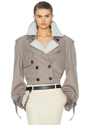 THE ATTICO Trench Bomber Jacket in Taupe Grey - Taupe. Size 36 (also in 38, 40, 42).