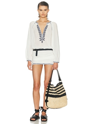 Isabel Marant Etoile Ludy Dress in Ecru & Blue - Cream. Size 34 (also in 36, 40, 42).